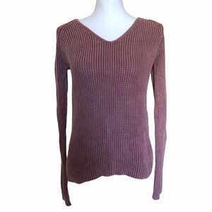 Cotton On Light Purple Ribbed Long Sleeve V-neck Sweater XS